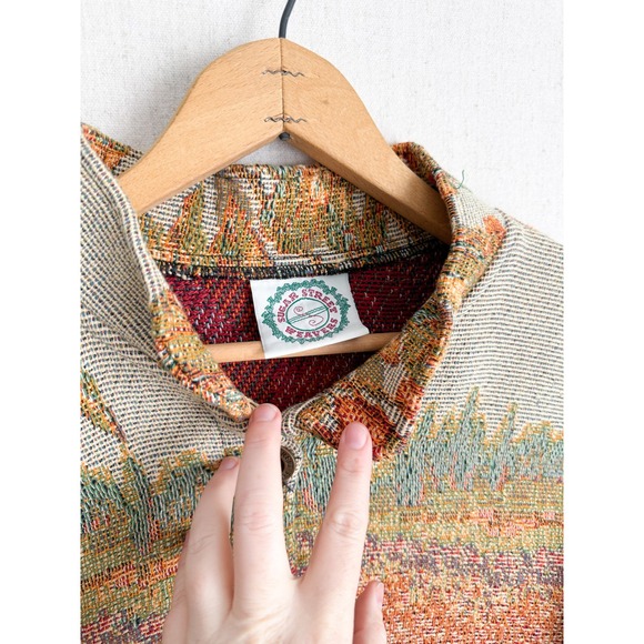 Sugar Street Weavers Vintage Rooster Tapestry Jacket Woven Button Cardigan - Picture 3 of 7
